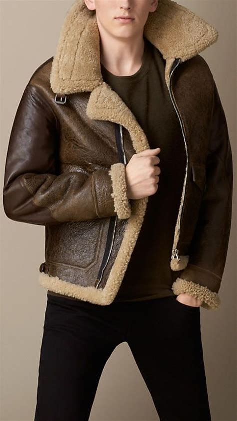 burberry brit lambskin biker jacket shearling|burberry aviator jacket leather.